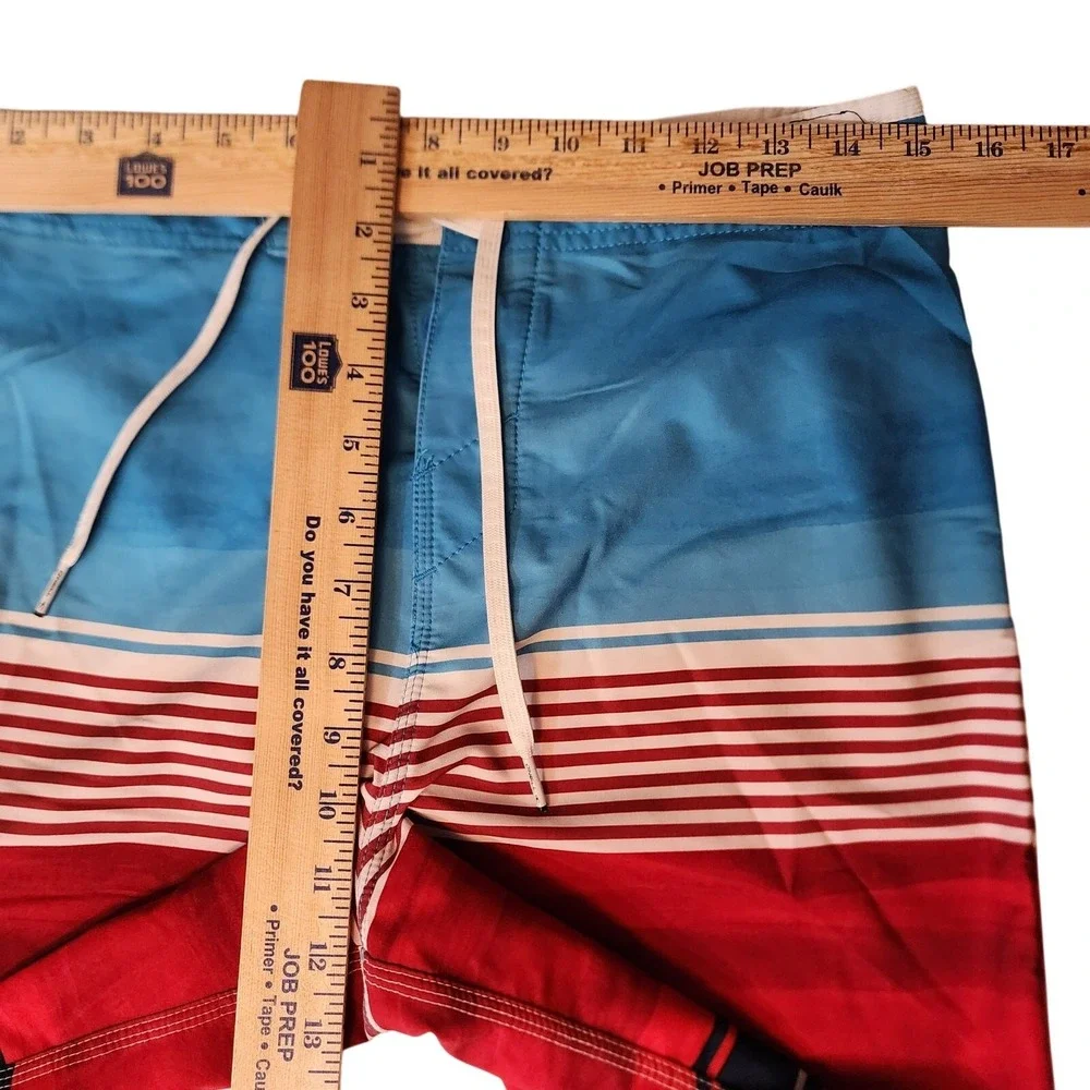 ONeill Board Shorts 30 Mens Hyperfreak Stripe Red White Blue 10